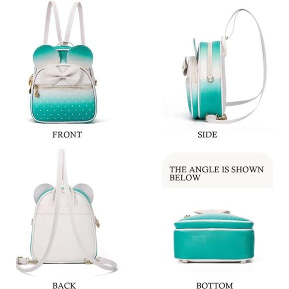 Mini Backpack Small Daypacks Convertible White Green - Picture 5 of 7